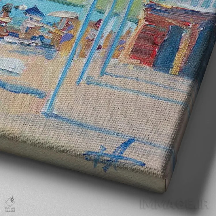 تابلو شناگران در کوکتبل اثر کنتس آرت (هنرمند یا استودیو) - نمای نزدیک بافت بوم