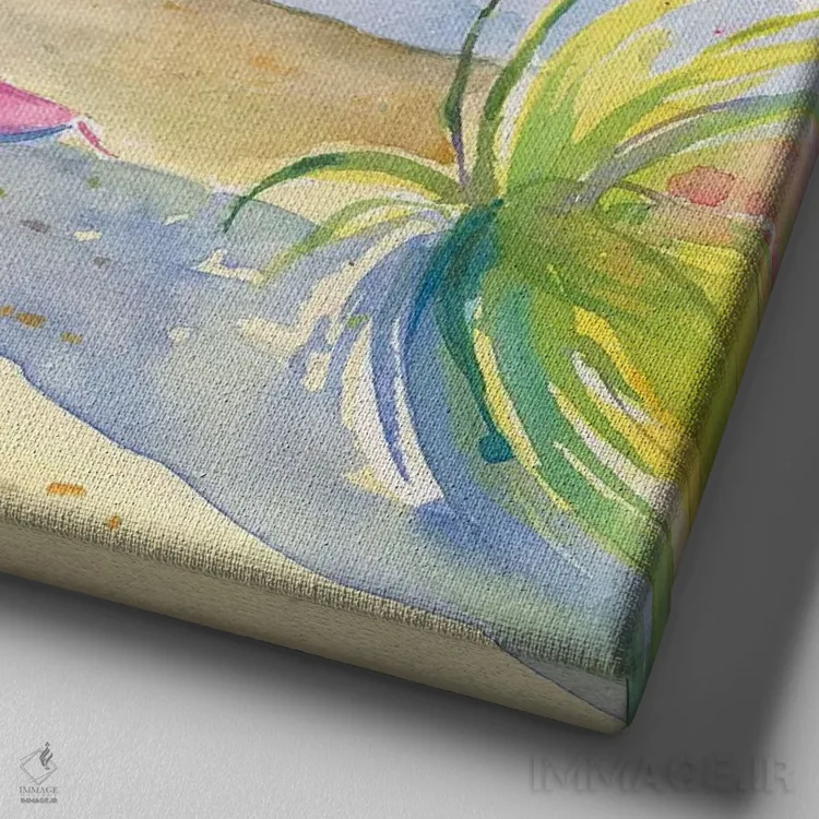 تابلو سعادت ساحل II اثر ترزا هایدل - نمای نزدیک بافت بوم