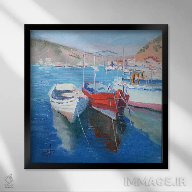 تابلو قایقها اثر کنتس آرت (هنرمند یا استودیو) - نمای قابدار مشکی