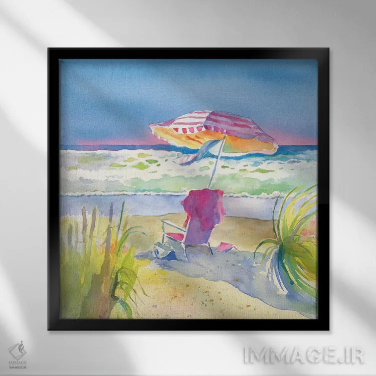 تابلو سعادت ساحل II اثر ترزا هایدل - نمای قابدار مشکی