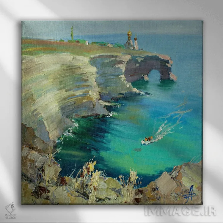 تابلو کلیسا بر صخره اثر کنتس آرت (هنرمند یا استودیو) - نمای روبهرو روی دیوار