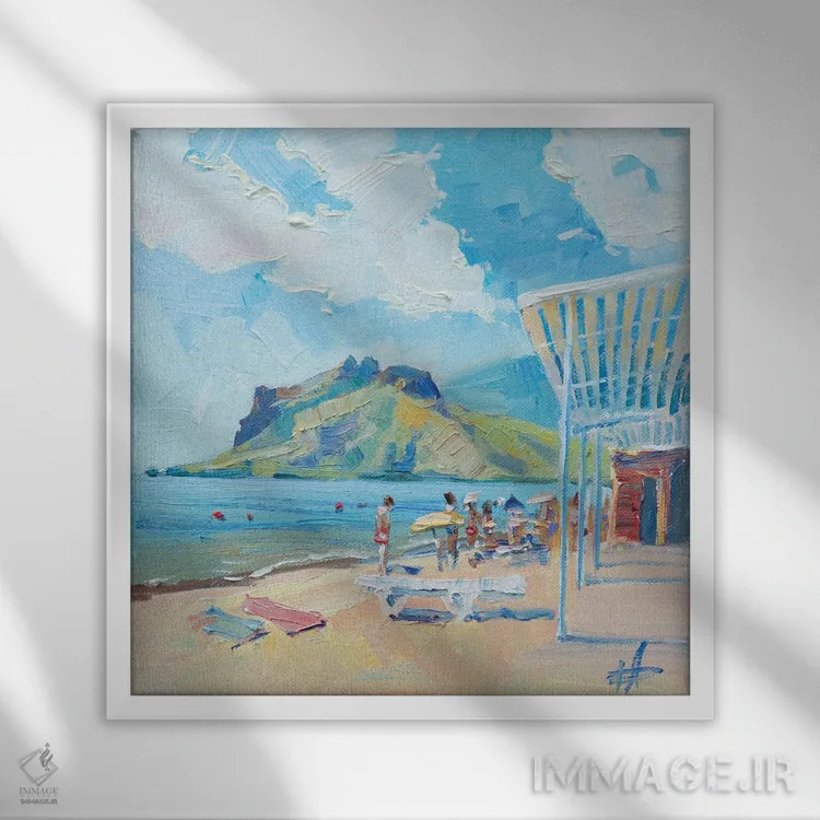 تابلو شناگران در کوکتبل اثر کنتس آرت (هنرمند یا استودیو) - نمای قابدار سفید