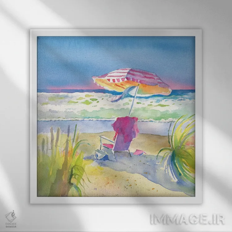 تابلو سعادت ساحل II اثر ترزا هایدل - نمای قابدار سفید