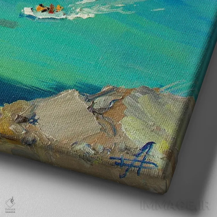 تابلو کلیسا بر صخره اثر کنتس آرت (هنرمند یا استودیو) - نمای نزدیک بافت بوم