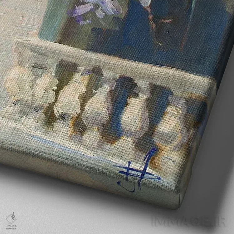 تابلو شکوفهدهی گیاه ویستریا اثر کنتس آرت (هنرمند یا استودیو) - نمای نزدیک بافت بوم