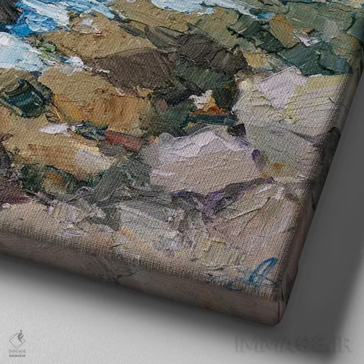 تابلو خانه تابستانی چخوف در گورزوف اثر کنتس آرت (هنرمند یا استودیو) - نمای نزدیک بافت بوم