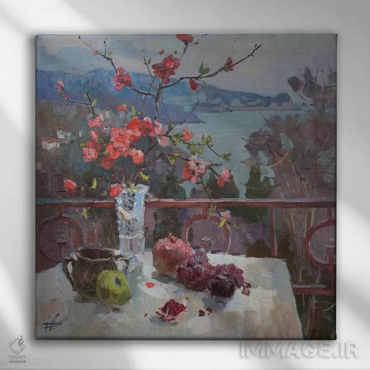 تابلو طبیعت بیجان به ژاپنی اثر کنتس آرت (هنرمند یا استودیو) - نمای روبهرو روی دیوار