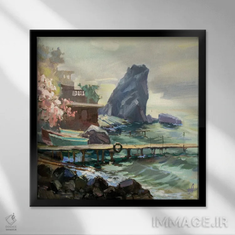 تابلو ساحل دریایی گورزوف اثر کنتس آرت (هنرمند یا استودیو) - نمای قابدار مشکی