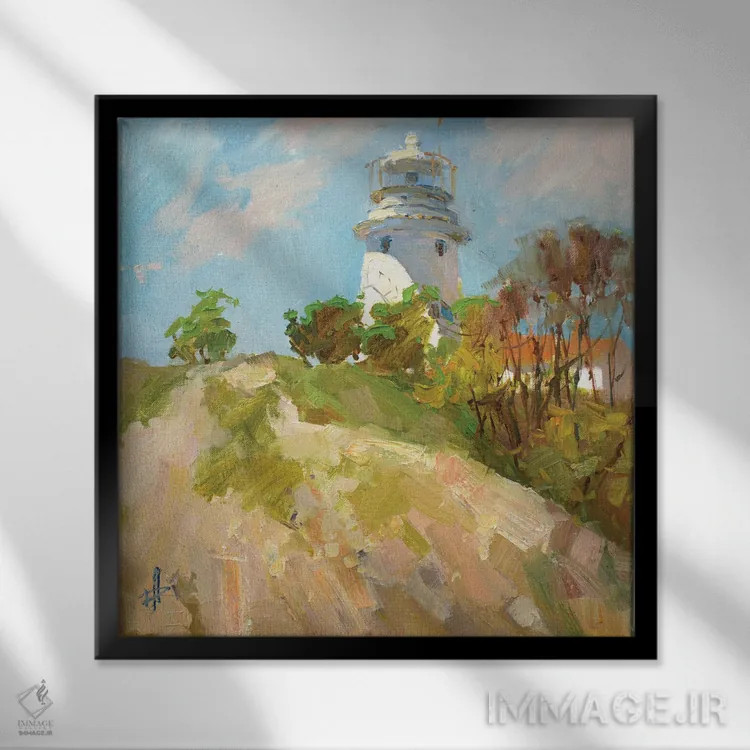 تابلو فانوس دریایی ایلینسکی اثر کنتس آرت (هنرمند یا استودیو) - نمای قابدار مشکی