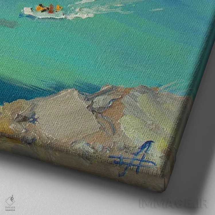 تابلو کلیسا بر صخره اثر کنتس آرت (هنرمند یا استودیو) - نمای نزدیک بافت بوم