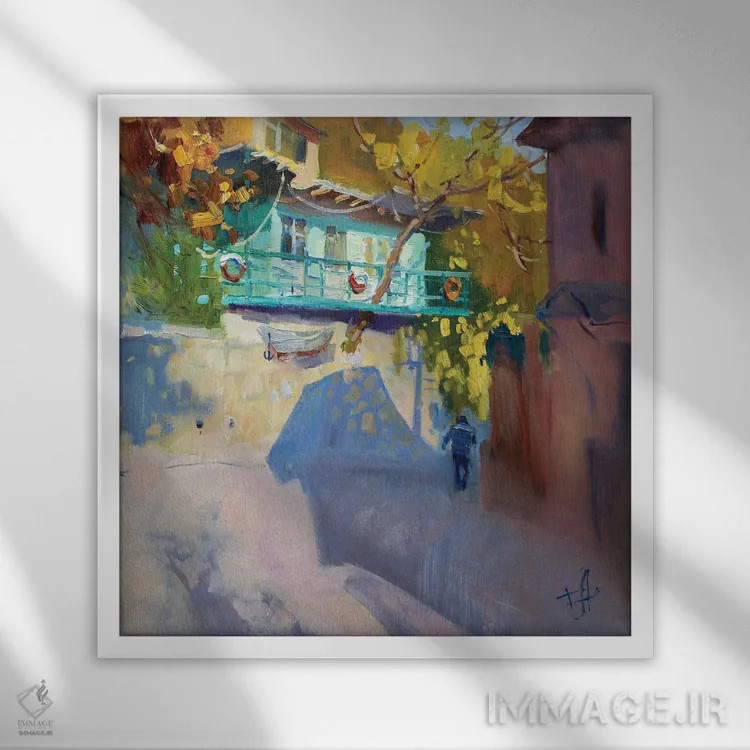 تابلو قایقخانه اثر کنتس آرت (هنرمند یا استودیو) - نمای قابدار سفید