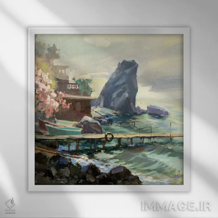 تابلو ساحل دریایی گورزوف اثر کنتس آرت (هنرمند یا استودیو) - نمای قابدار سفید