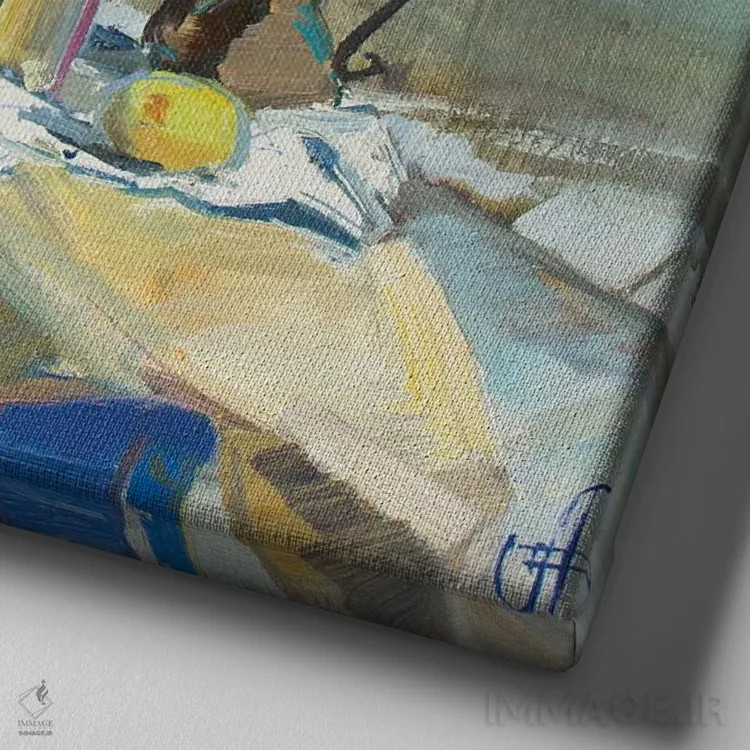 تابلو یاس بنفش کنار دریا اثر کنتس آرت (هنرمند یا استودیو) - نمای نزدیک بافت بوم