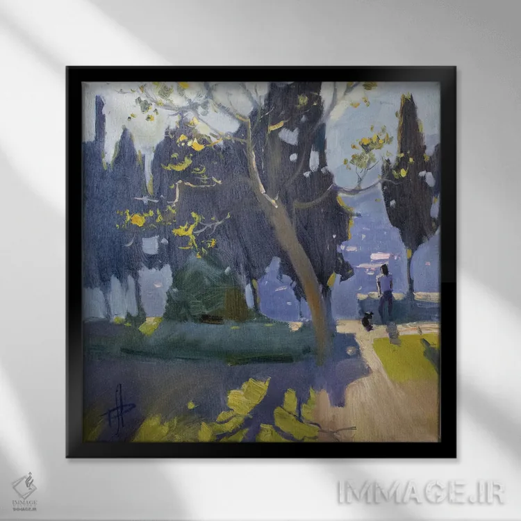 تابلو در سایه درختان اثر کنتس آرت (هنرمند یا استودیو) - نمای قابدار مشکی