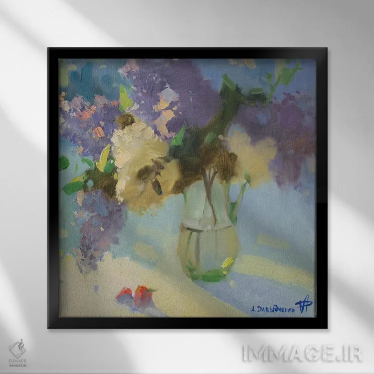 تابلو یاس بنفش II اثر کنتس آرت (هنرمند یا استودیو) - نمای قابدار مشکی