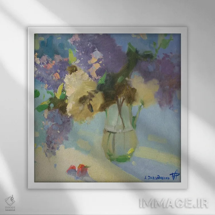 تابلو یاس بنفش II اثر کنتس آرت (هنرمند یا استودیو) - نمای قابدار سفید