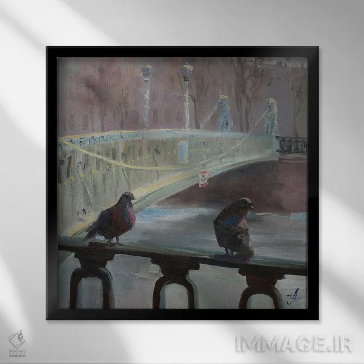 تابلو پل شیرها، سنپترزبورگ اثر کنتس آرت (هنرمند یا استودیو) - نمای قابدار مشکی