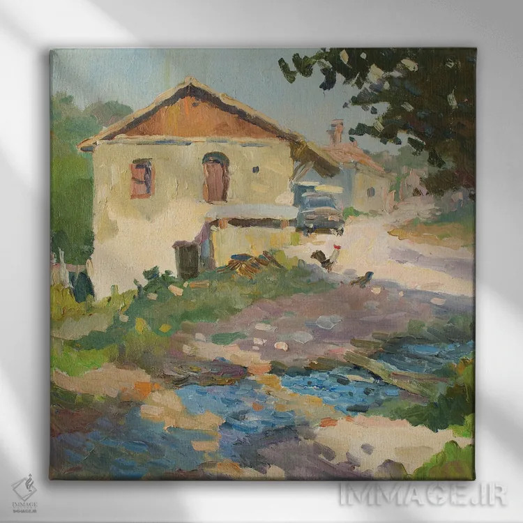 تابلو صبح در روستای پلوتینویه اثر کنتس آرت (هنرمند یا استودیو) - نمای روبهرو روی دیوار