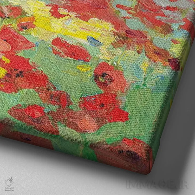 تابلو شکوفه ماکی در فضای باز اثر کنتس آرت (هنرمند یا استودیو) - نمای نزدیک بافت بوم