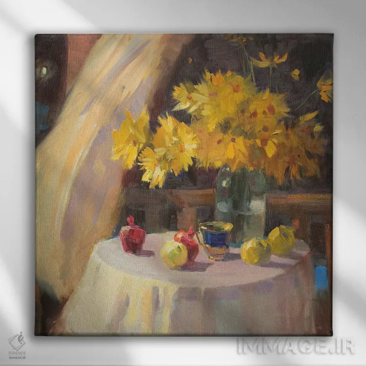 تابلو طبیعت بیجان شبانه اثر کنتس آرت (هنرمند یا استودیو) - نمای روبهرو روی دیوار