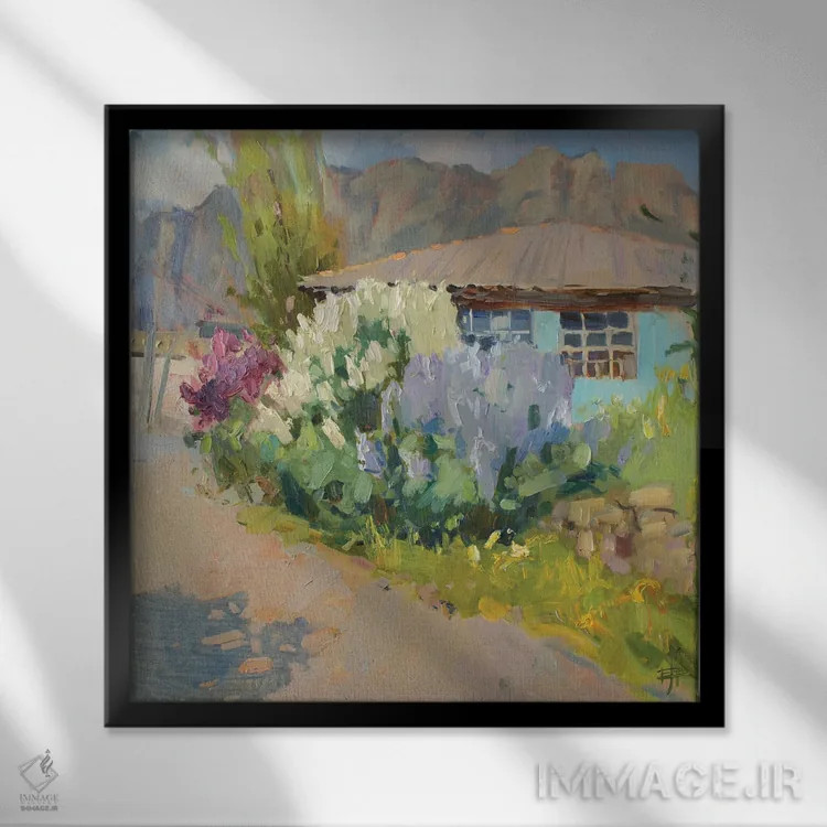 تابلو یاس بنفش در آلوشتا اثر کنتس آرت (هنرمند یا استودیو) - نمای قابدار مشکی