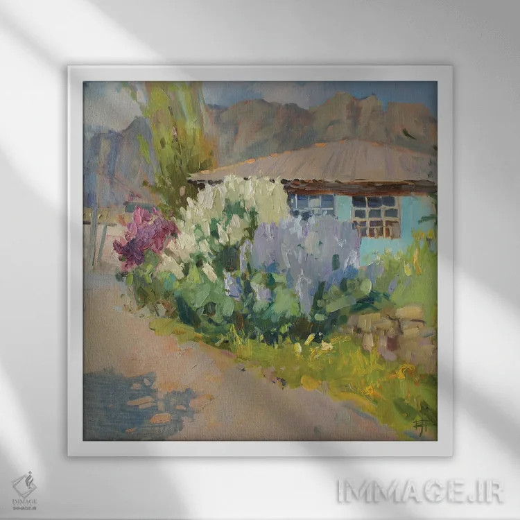 تابلو یاس بنفش در آلوشتا اثر کنتس آرت (هنرمند یا استودیو) - نمای قابدار سفید