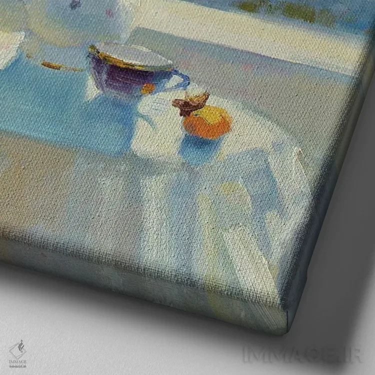 تابلو پاییز و فراوانی خرمالو اثر کنتس آرت (هنرمند یا استودیو) - نمای نزدیک بافت بوم