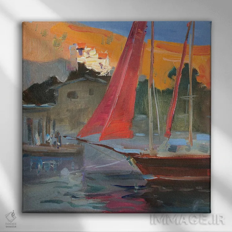 تابلو بادبانهای صورتی اثر کنتس آرت (هنرمند یا استودیو) - نمای روبهرو روی دیوار