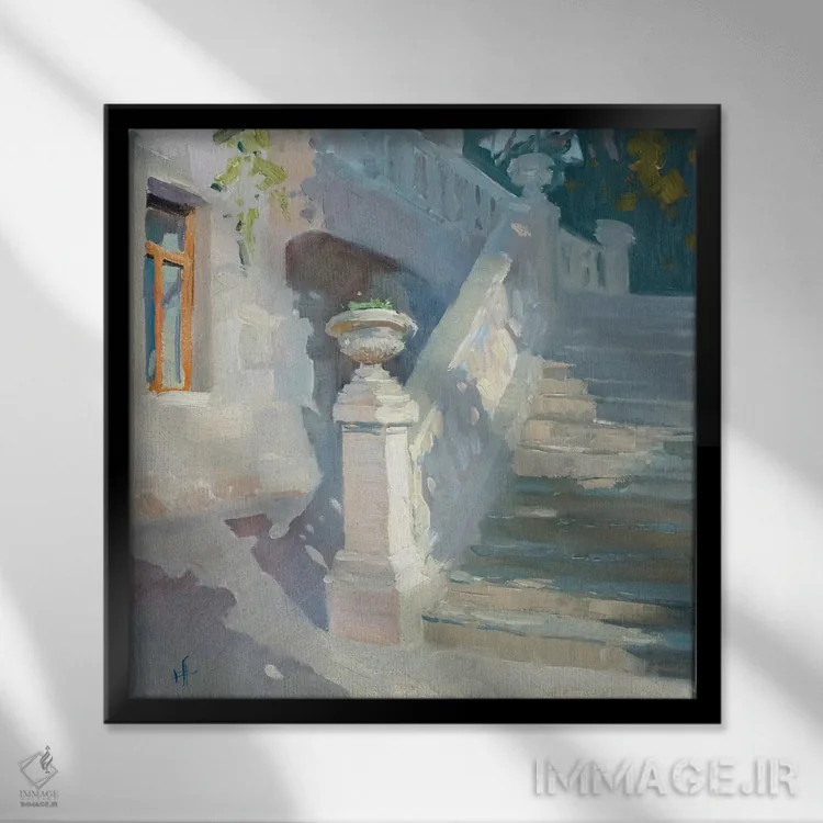 تابلو ویلای قدیمی اثر کنتس آرت (هنرمند یا استودیو) - نمای قابدار مشکی