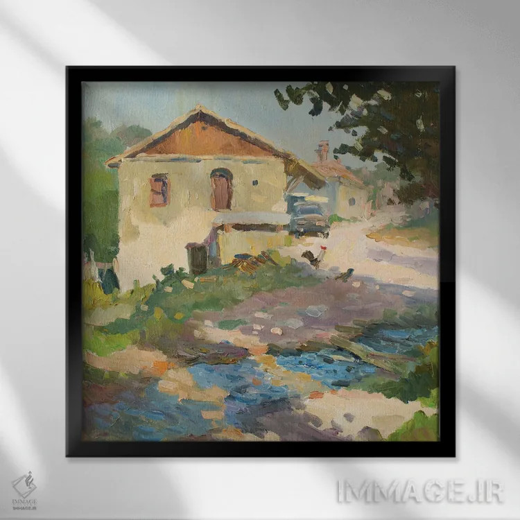 تابلو صبح در روستای پلوتینویه اثر کنتس آرت (هنرمند یا استودیو) - نمای قابدار مشکی