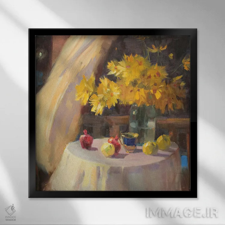 تابلو طبیعت بیجان شبانه اثر کنتس آرت (هنرمند یا استودیو) - نمای قابدار مشکی