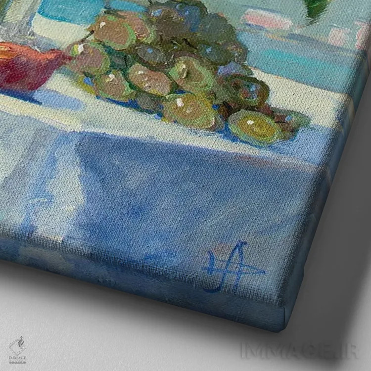 تابلو تأمل در فضای باز کنار دریا اثر کنتس آرت (هنرمند یا استودیو) - نمای نزدیک بافت بوم