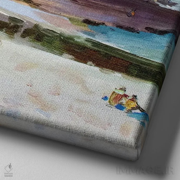 تابلو اِترتا در جزر کم (فرانسه) اثر کنتس آرت (هنرمند یا استودیو) - نمای نزدیک بافت بوم