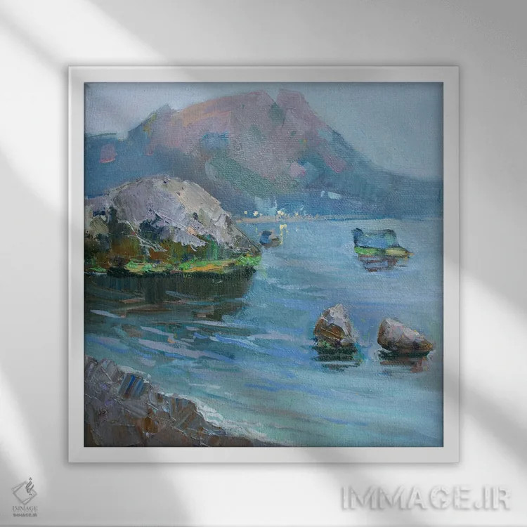 تابلو گرگومیش در خلیج لاسپی اثر کنتس آرت (هنرمند یا استودیو) - نمای قابدار سفید