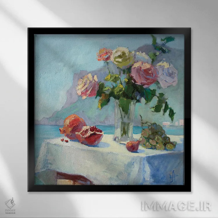 تابلو تأمل در فضای باز کنار دریا اثر کنتس آرت (هنرمند یا استودیو) - نمای قابدار مشکی