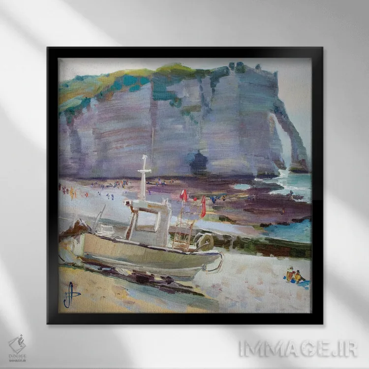 تابلو اِترتا در جزر کم (فرانسه) اثر کنتس آرت (هنرمند یا استودیو) - نمای قابدار مشکی