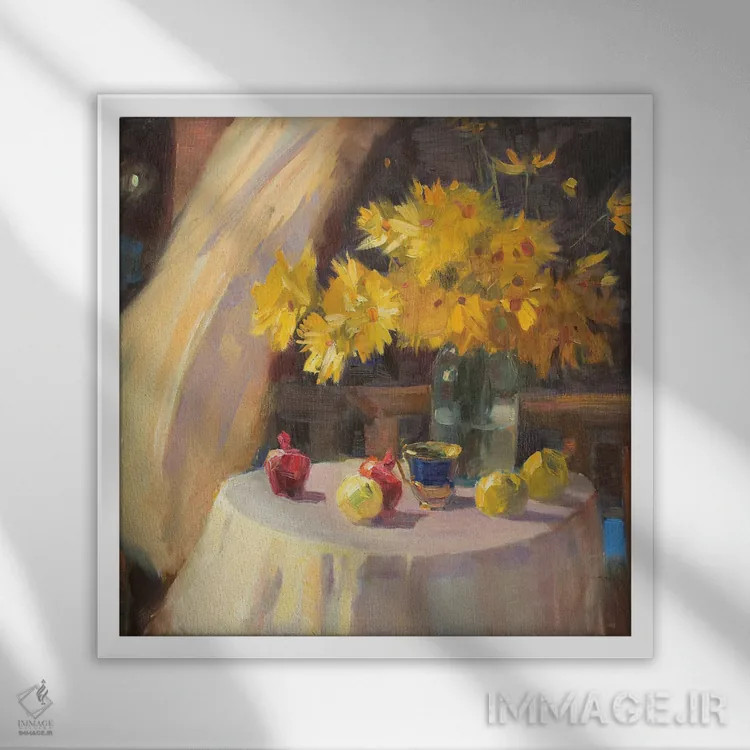 تابلو طبیعت بیجان شبانه اثر کنتس آرت (هنرمند یا استودیو) - نمای قابدار سفید