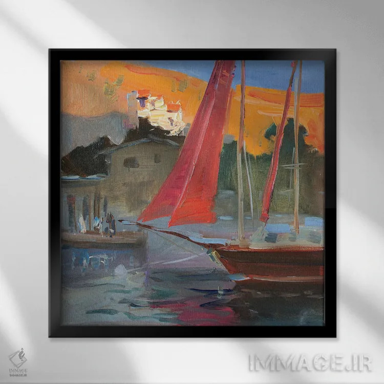 تابلو بادبانهای صورتی اثر کنتس آرت (هنرمند یا استودیو) - نمای قابدار مشکی