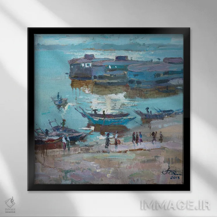تابلو رودخانه رانگون اثر کنتس آرت (هنرمند یا استودیو) - نمای قابدار مشکی