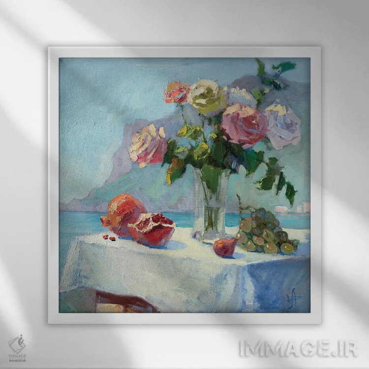 تابلو تأمل در فضای باز کنار دریا اثر کنتس آرت (هنرمند یا استودیو) - نمای قابدار سفید