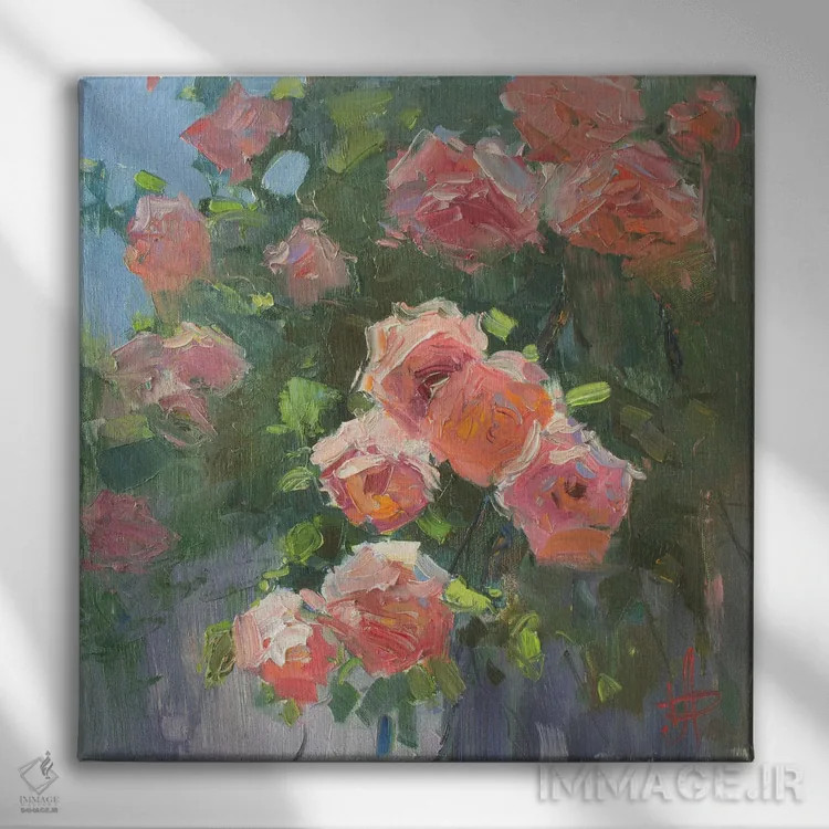 تابلو رزها II اثر کنتس آرت (هنرمند یا استودیو) - نمای روبهرو روی دیوار