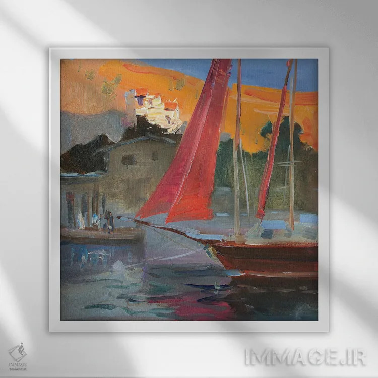 تابلو بادبانهای صورتی اثر کنتس آرت (هنرمند یا استودیو) - نمای قابدار سفید