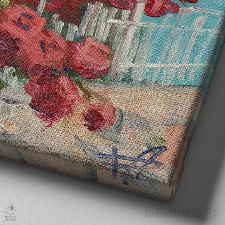 تابلو رزها I اثر کنتس آرت (هنرمند یا استودیو) - نمای نزدیک بافت بوم