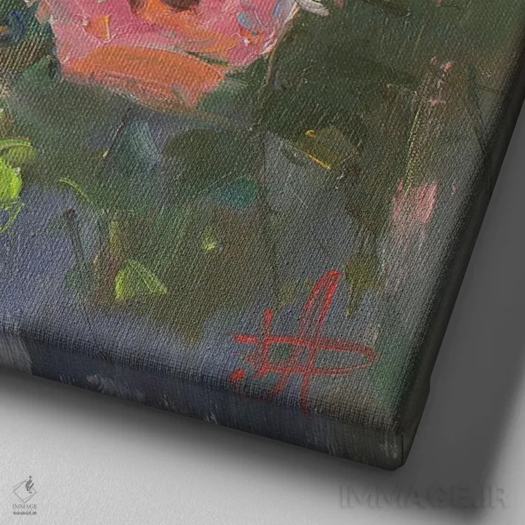 تابلو رزها II اثر کنتس آرت (هنرمند یا استودیو) - نمای نزدیک بافت بوم