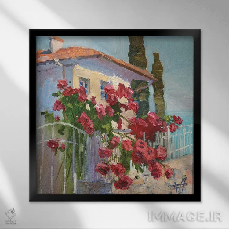 تابلو رزها I اثر کنتس آرت (هنرمند یا استودیو) - نمای قابدار مشکی