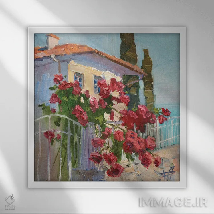 تابلو رزها I اثر کنتس آرت (هنرمند یا استودیو) - نمای قابدار سفید