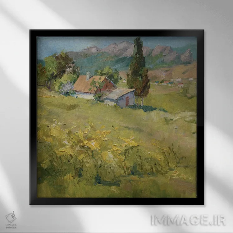 تابلو کلبه بهاری در کوهستان اثر کنتس آرت (هنرمند یا استودیو) - نمای قابدار مشکی