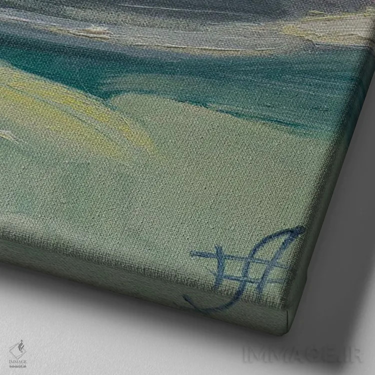 تابلو طبیعت بیجان با هندوانه اثر کنتس آرت (هنرمند یا استودیو) - نمای نزدیک بافت بوم