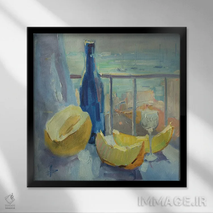 تابلو طبیعت بیجان با طالَب اثر کنتس آرت (هنرمند یا استودیو) - نمای قابدار مشکی