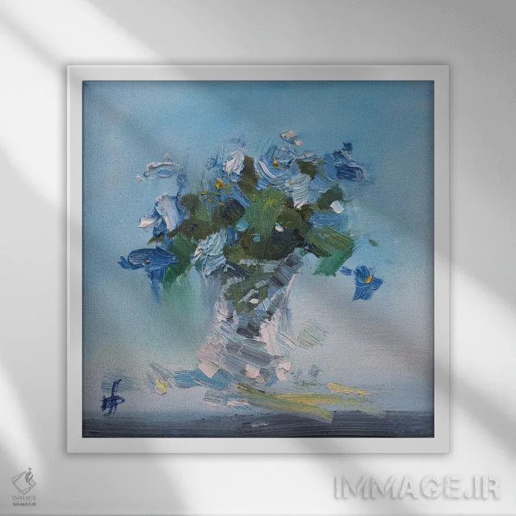 تابلو بنفشهها اثر کنتس آرت (هنرمند یا استودیو) - نمای قابدار سفید